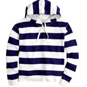 J. Crew hoodie in striped vintage cotton terry XL in navy white stripe